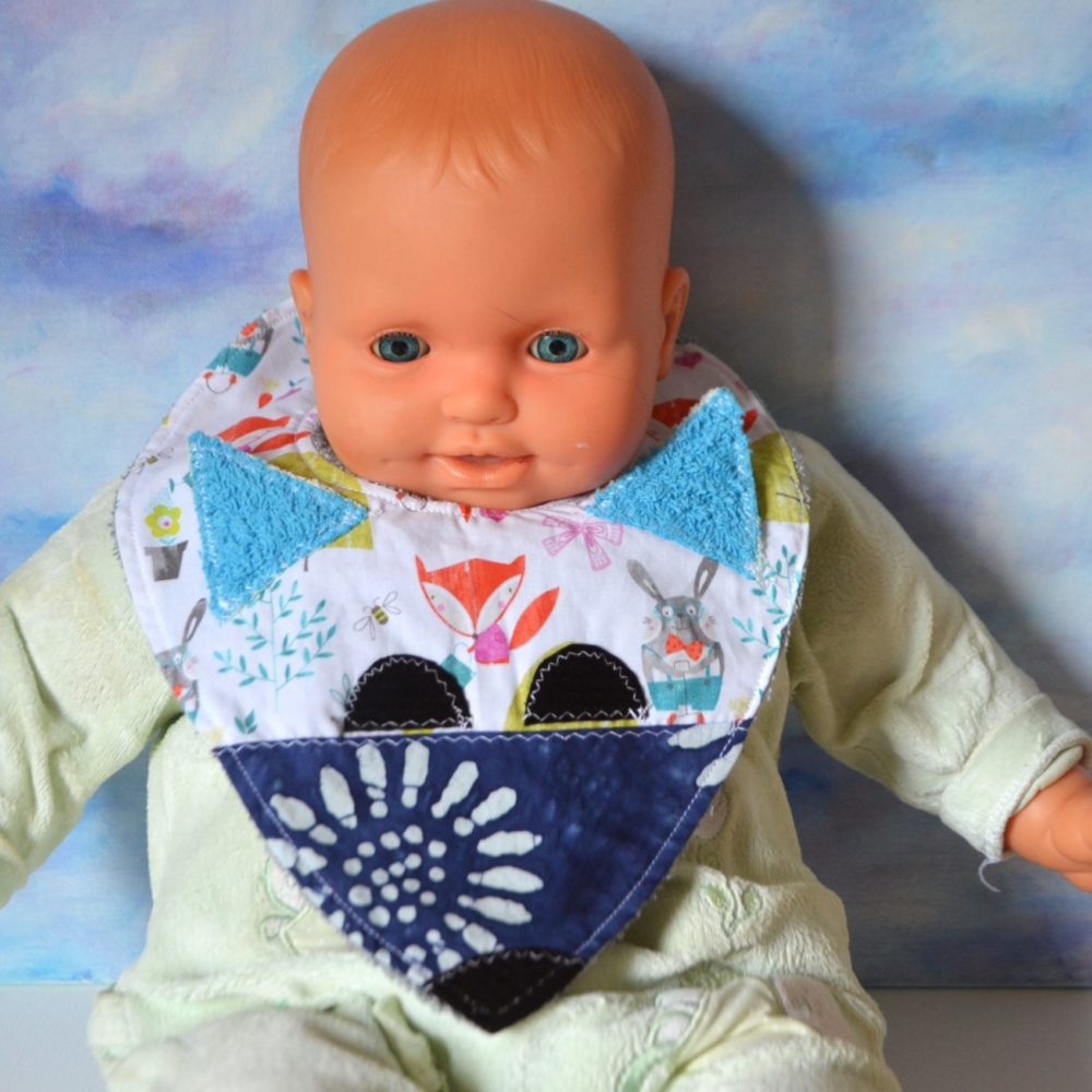 Bavoir de bébé bandana Renard- prénom