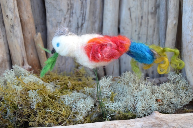 Oiseau multicolore avec branchage
