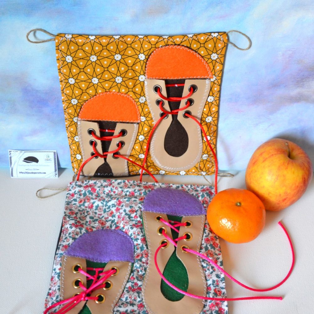 Montessori: J’apprends à Lacer mes chaussures Modèle Jaune/Orange