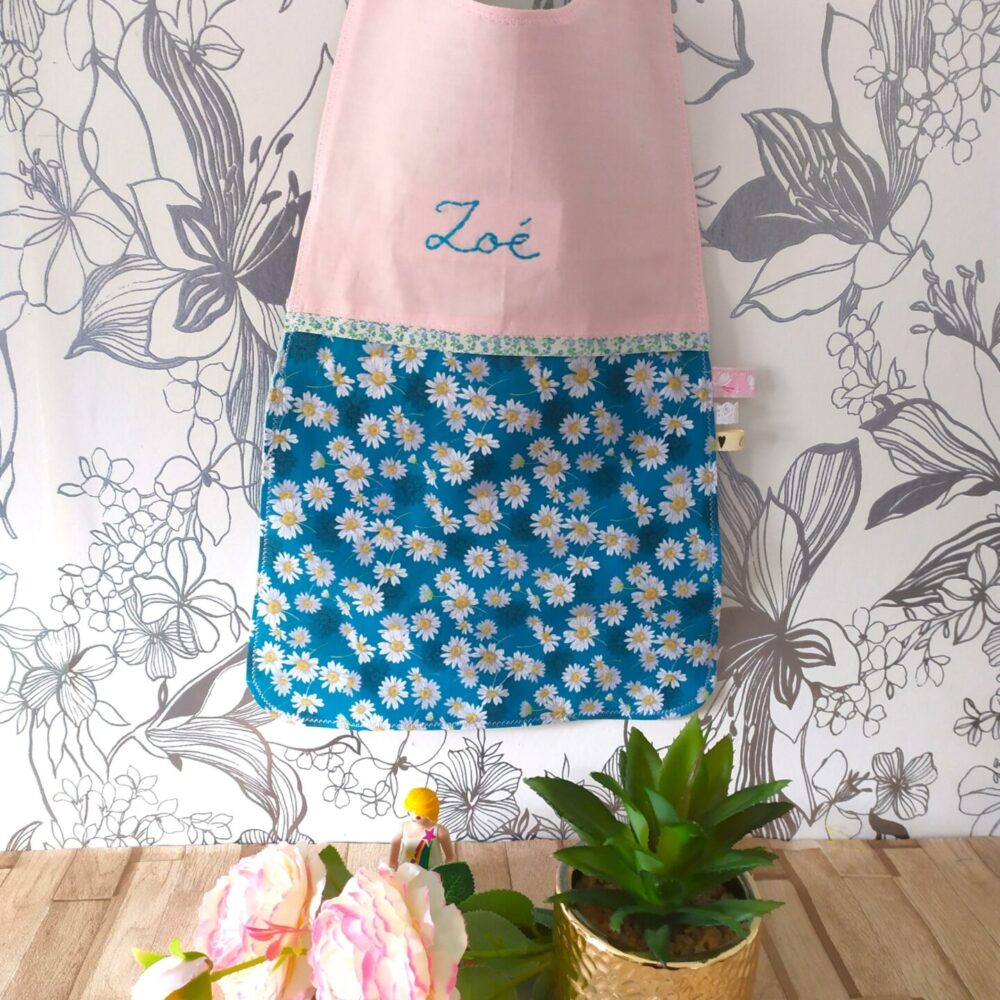 Serviette Bicolore nid abeille et prenom: commande personnalisée