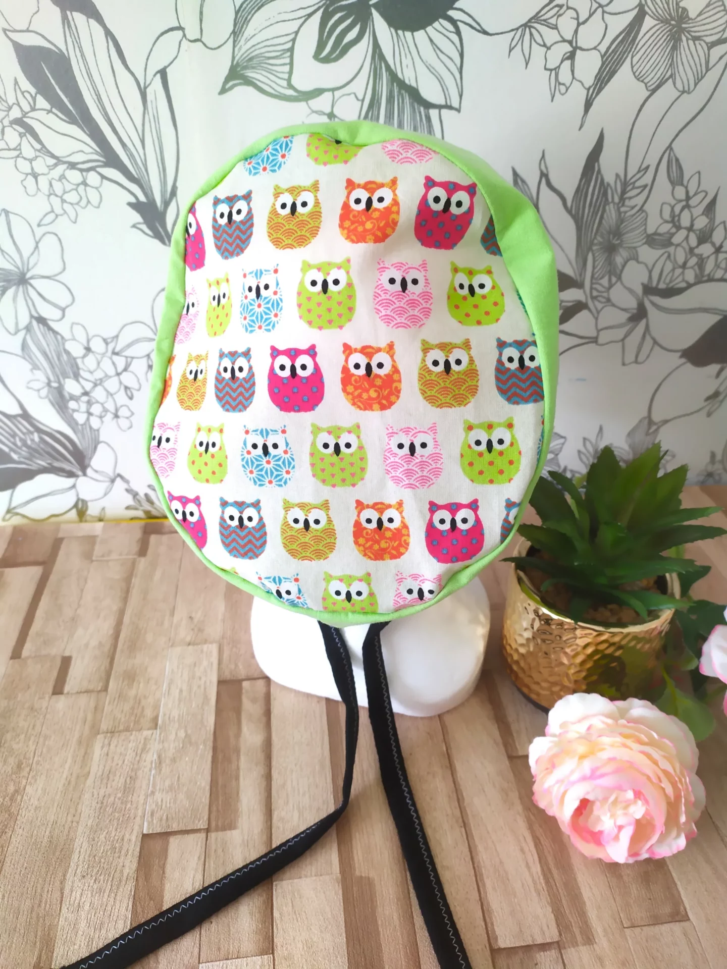 Calot hiboux multicolores bonnet de coton, mixte