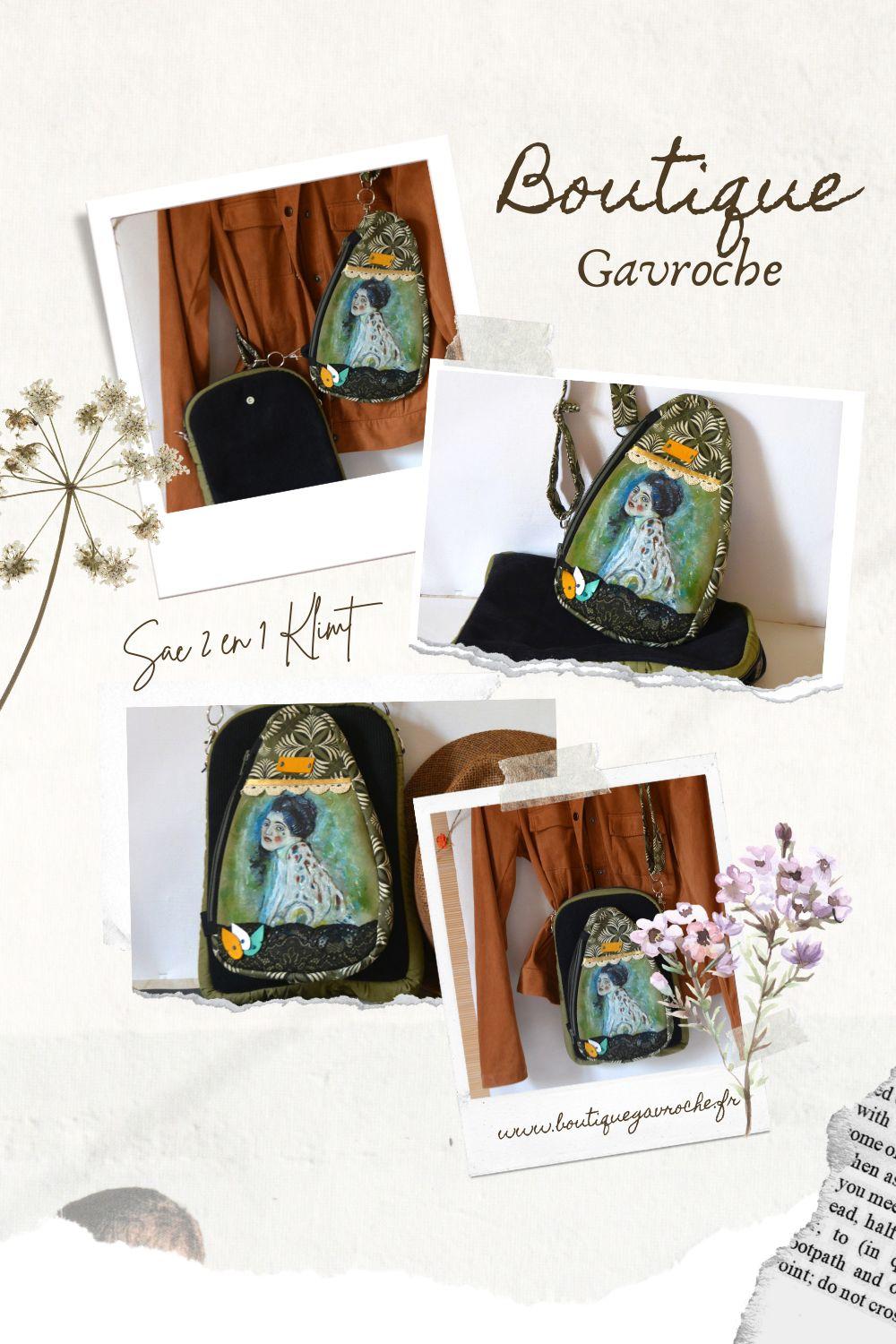 Sac Klimt 2-en-1 Cretonne & Velours – Pièce unique | Cadeau 19 ans de mariage – Image 6