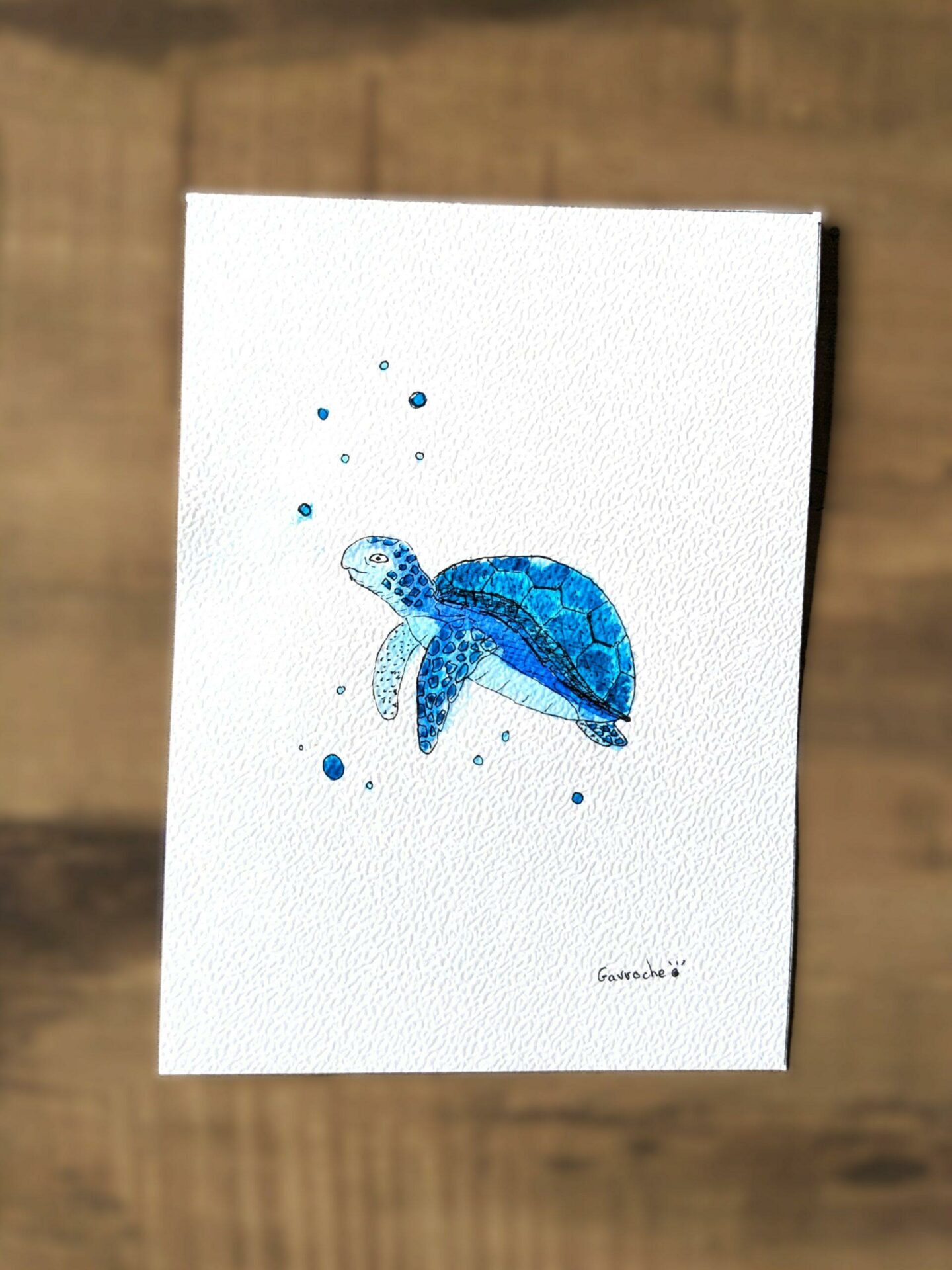 Trio d'Aquarelles Originales "Vie Marine Océan Bleu" Offre incluse 1 gratuite – Image 4