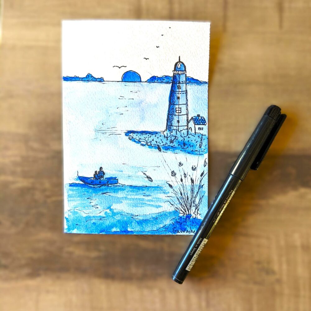 Aquarelle marine: Moment de calme