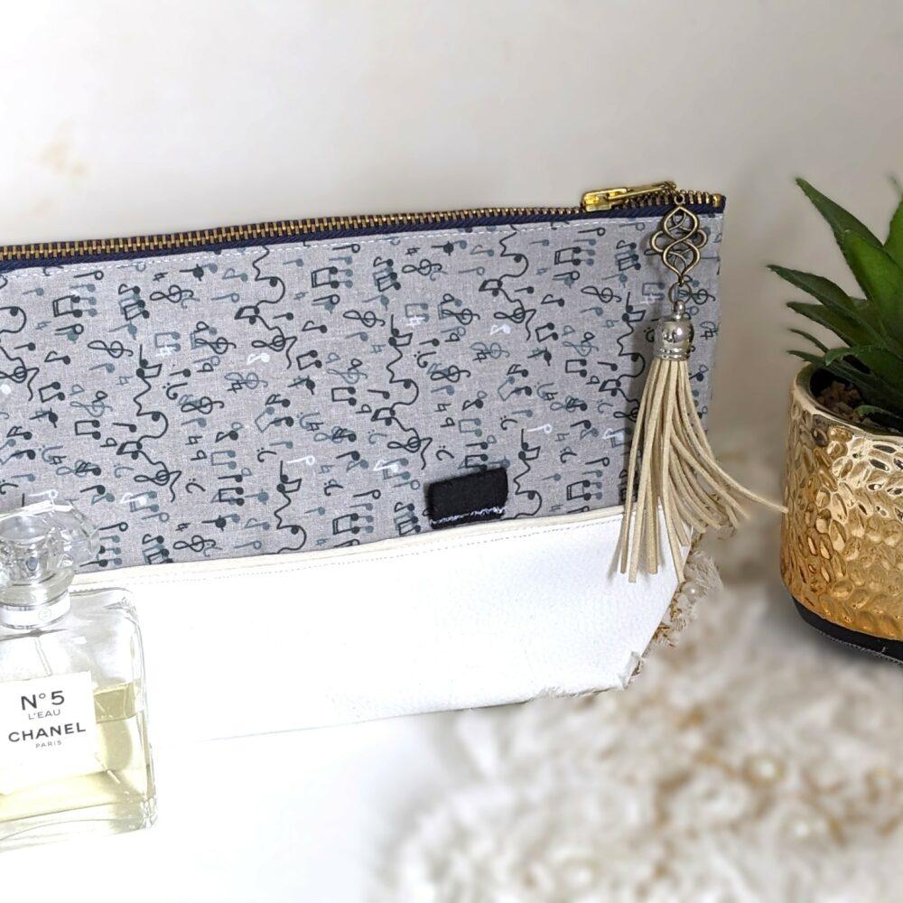 Trousse / Pochette "en avant la Musique" cretonne de coton