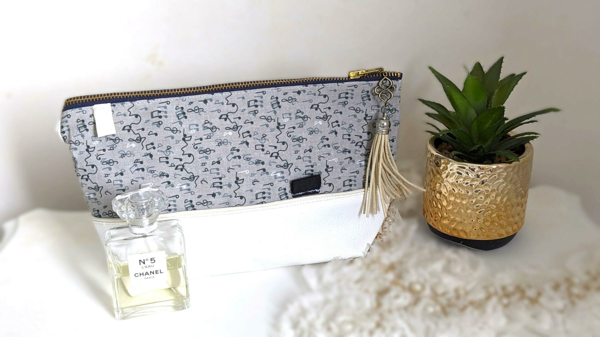 Trousse / Pochette "en avant la Musique" cretonne de coton