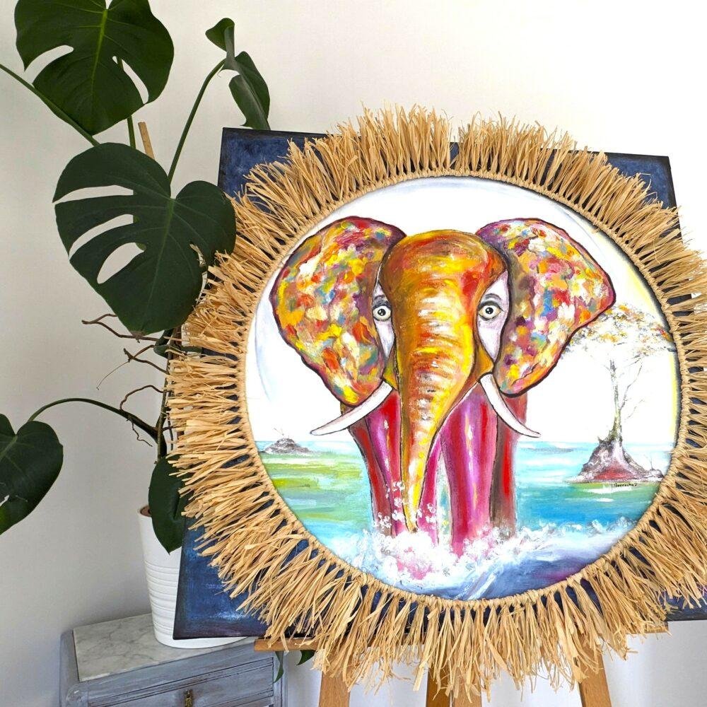 Rêve d’Afrique bohème  Portrait huile sur toile Grand format