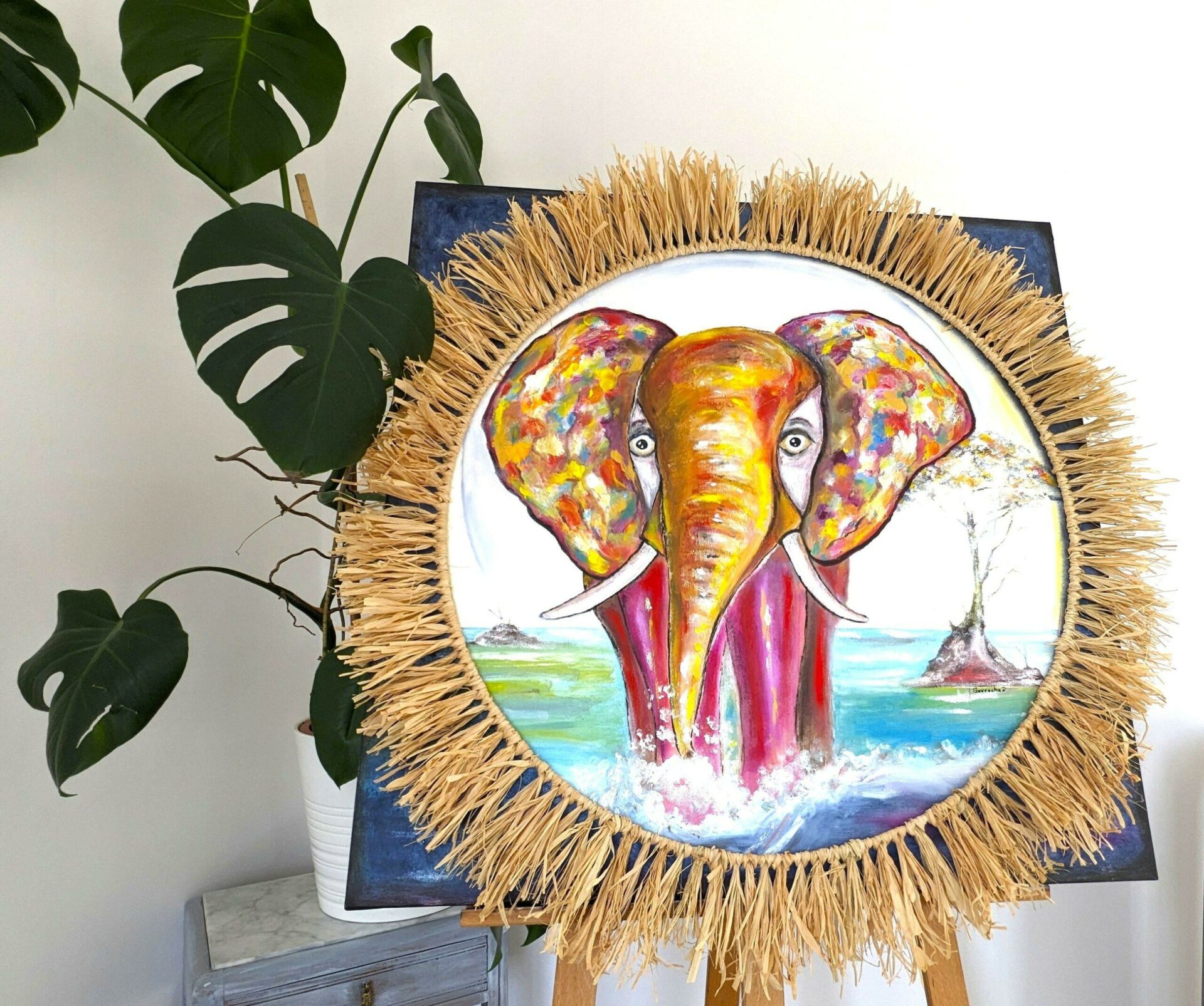 Rêve d’Afrique bohème Portrait huile sur toile Grand format