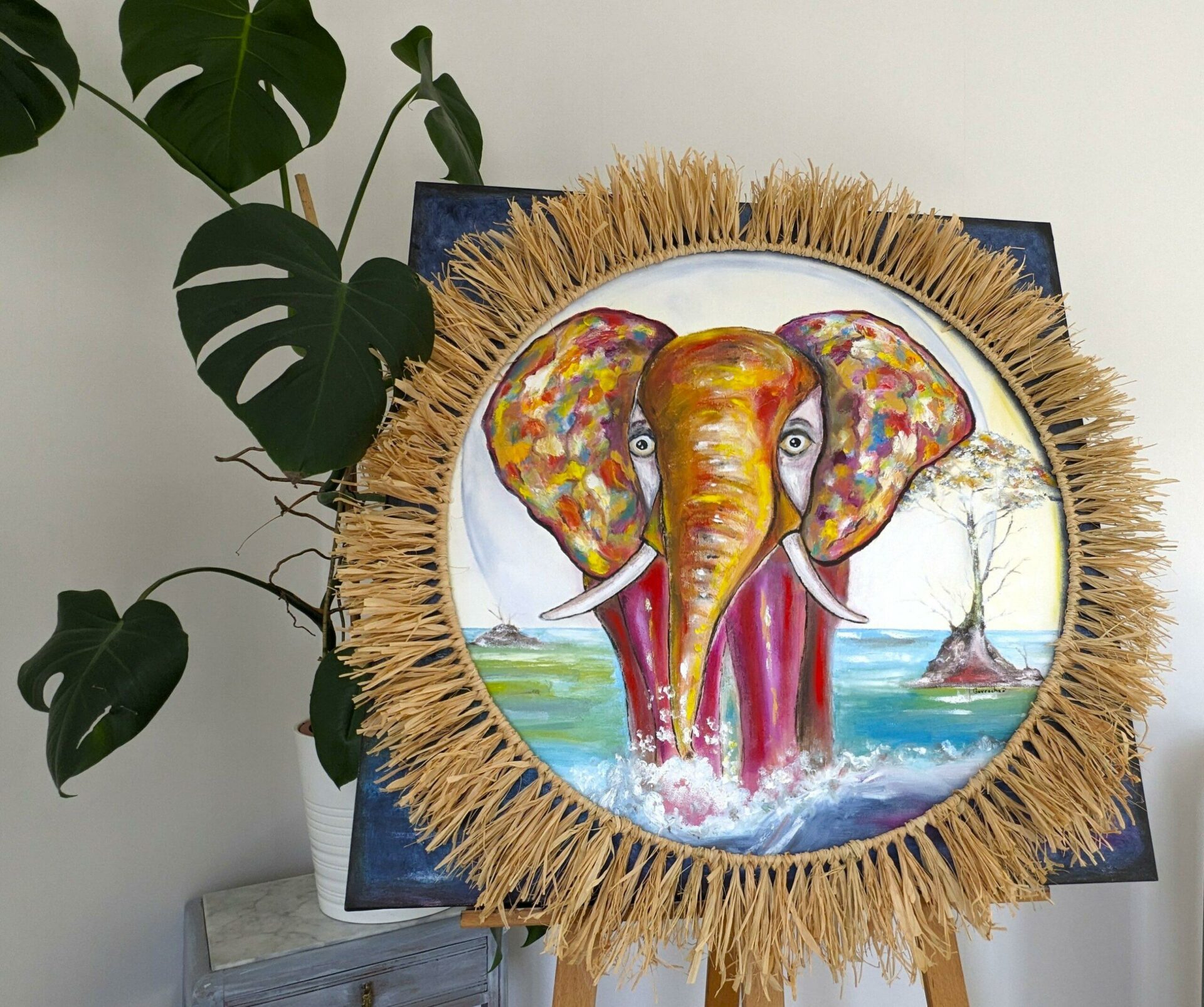 Rêve d’Afrique bohème Portrait huile sur toile Grand format – Image 3