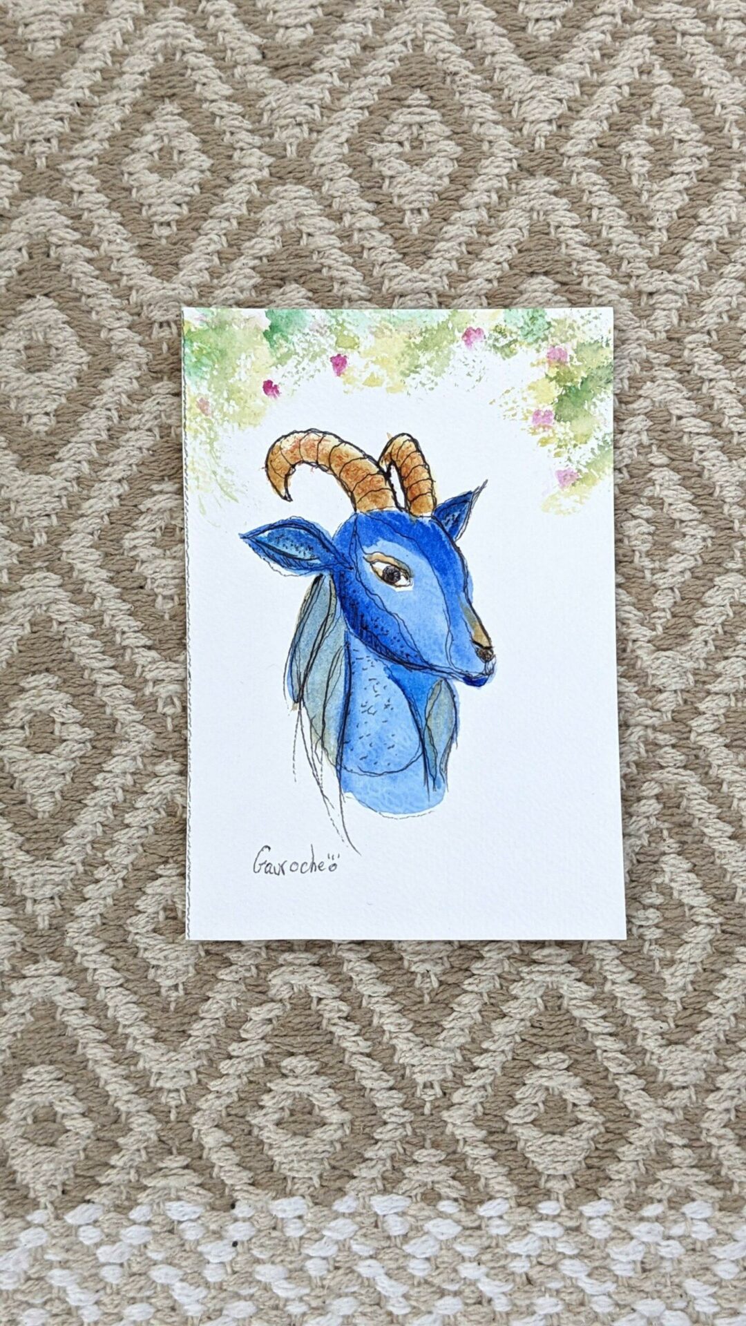 Aquarelle Capricorne chevre bouc – Image 4