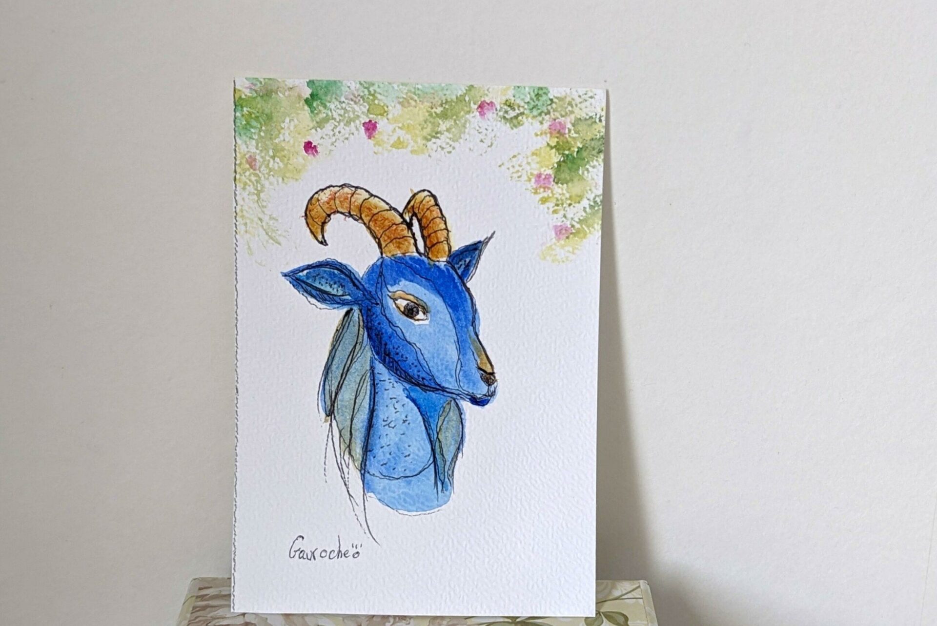 Aquarelle Capricorne chevre bouc – Image 2