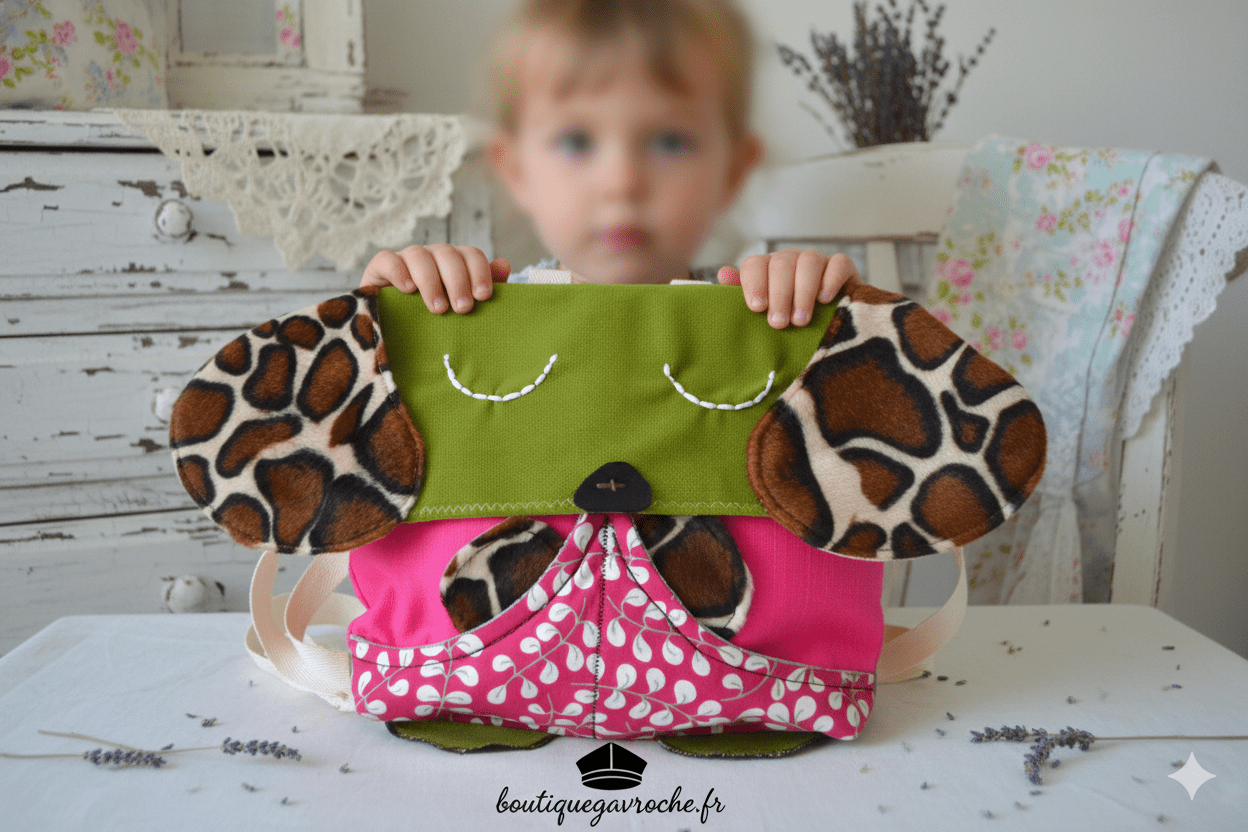 Cartable maternelle personnalisé avec prenom artisanal unique fait main à Brive Boutique Gavroche Label Origine Corrèze coton cretonne.