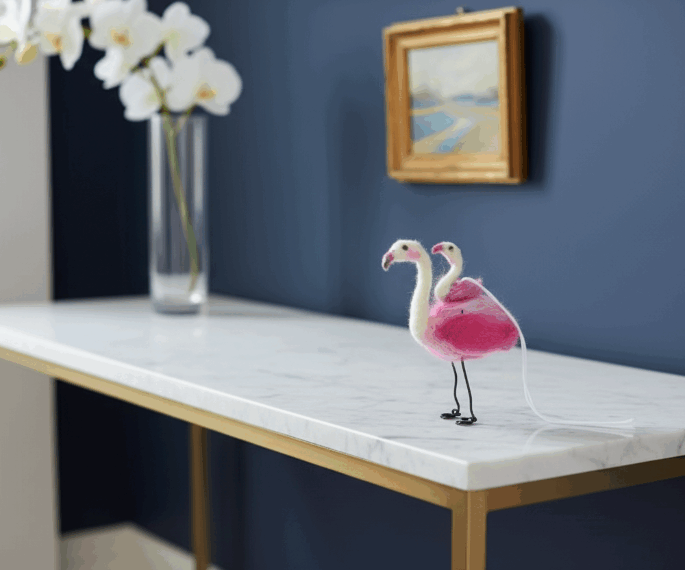Flamand rose, maman et bébé (frais de port gratuit)