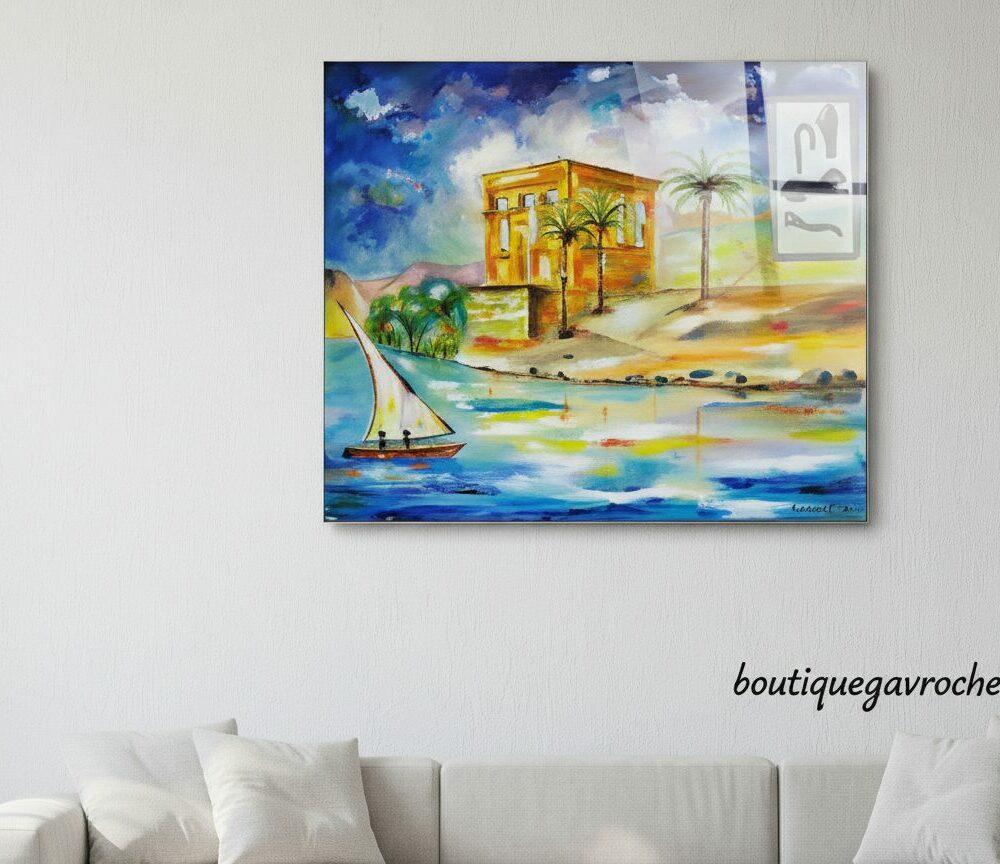 Croisiere sur le Nil à Philaé Commande personnalisée, peinture huile