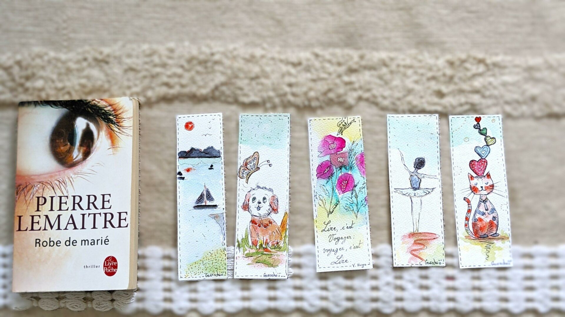 Lot de 5 petits Marque-pages aquarelle – Image 5