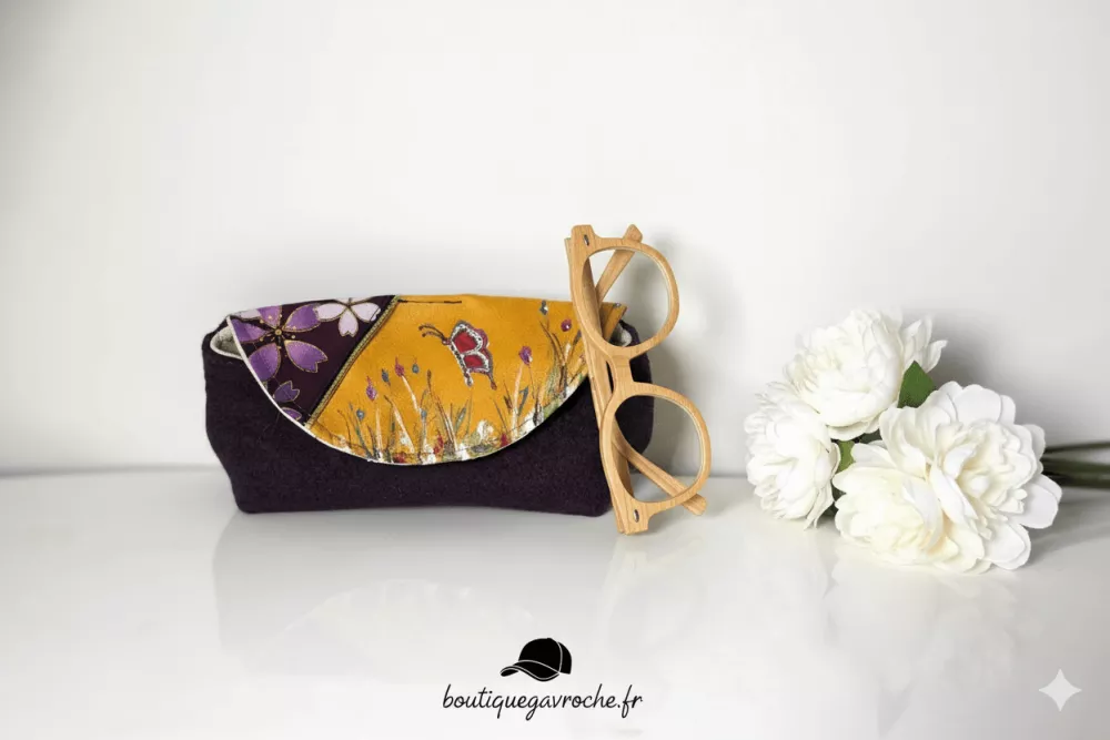 Étui à lunettes Papillon - cadeau noces mariage - aquarelle personnalisée et port offerts