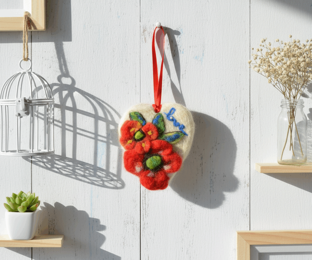 Coeur de douceur, Love et coquelicot (frais de port offert)