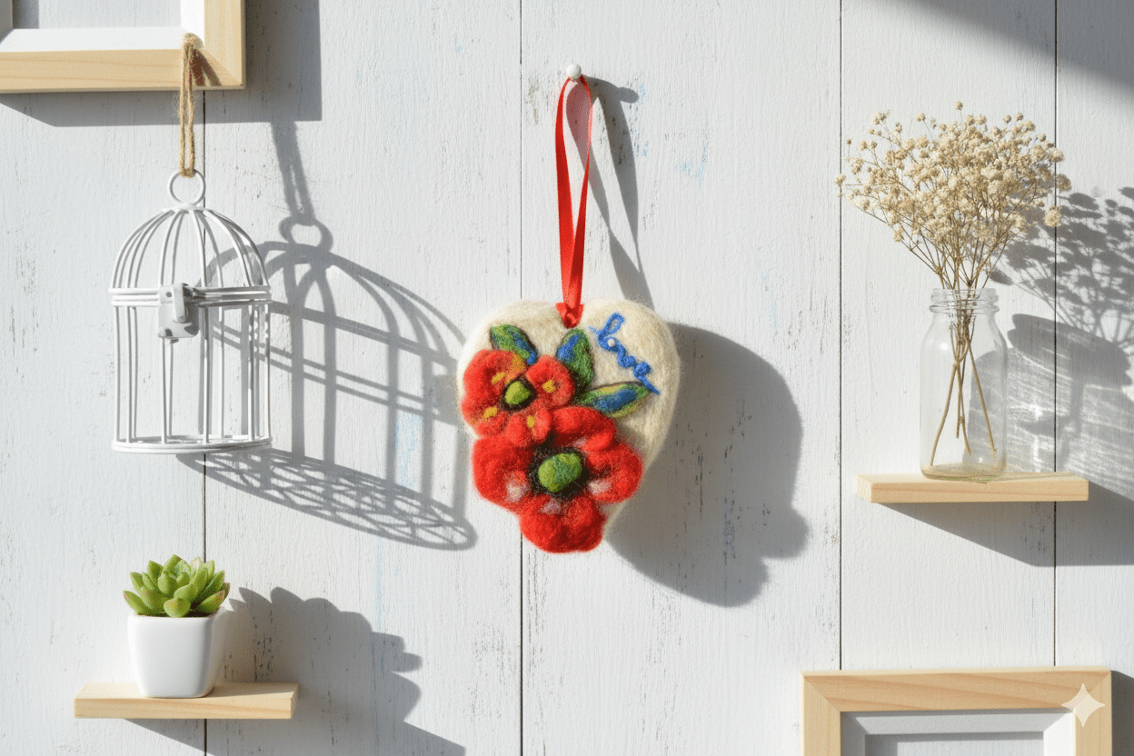 Coeur de douceur, Love et coquelicot (frais de port offert)