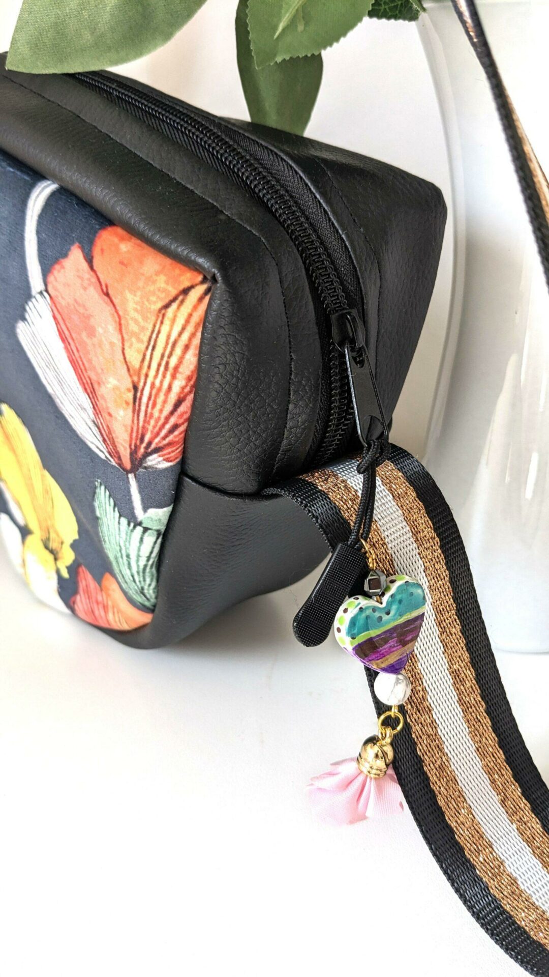 Sac MAHÉ en velours et cretonne – Coquelicots multicolores | Cadeau 19 ans de mariage – Image 4