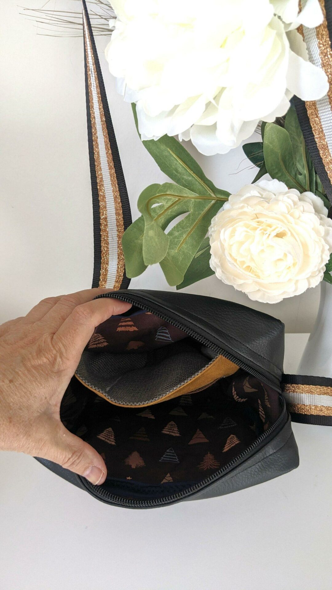 Sac MAHÉ en velours et cretonne – Coquelicots multicolores | Cadeau 19 ans de mariage – Image 5