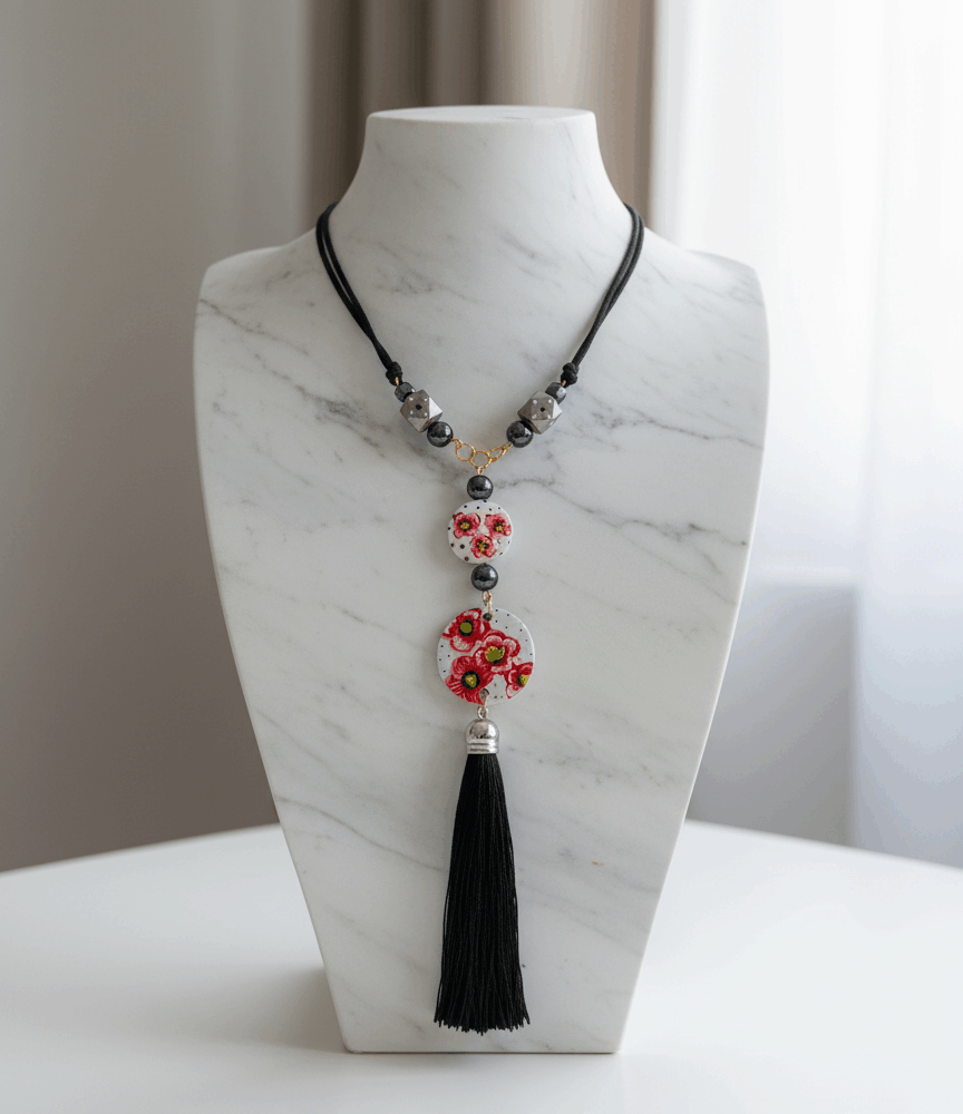 Collier Sautoir Coquelicots LEIDEN