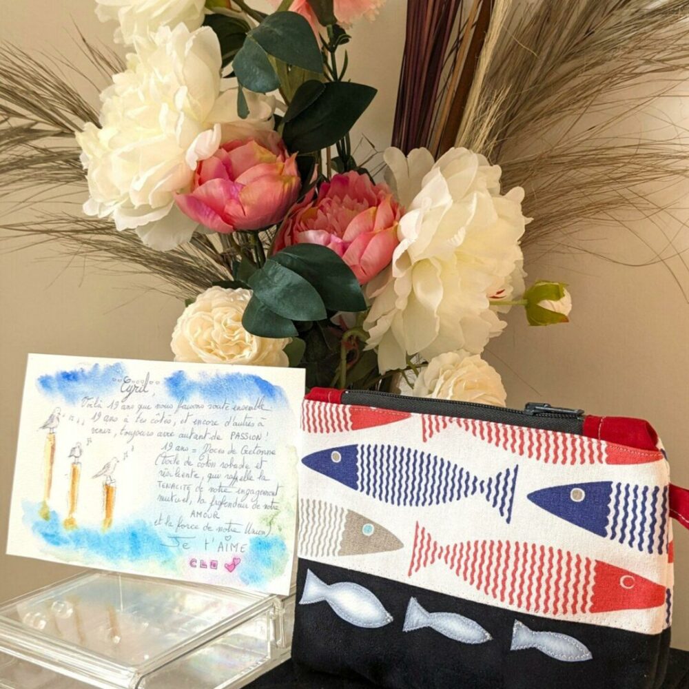 Petite Pochette J’ai la pêche+ carte Noces de cretonne