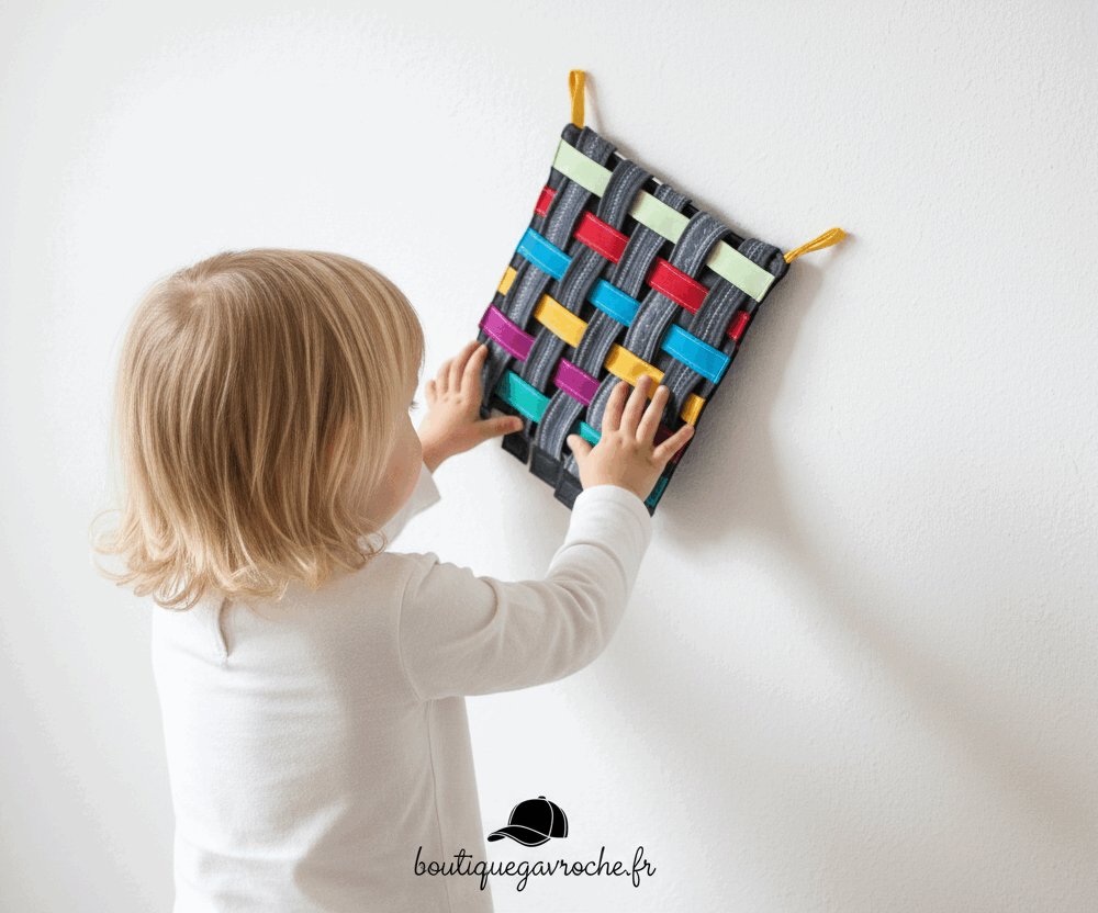 Tissage Montessori à 6 couleurs – Jeu sensoriel et éducatif en tissu