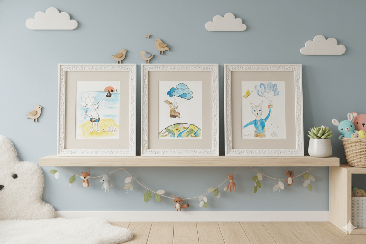 Trio de Lapins à l'aquarelle