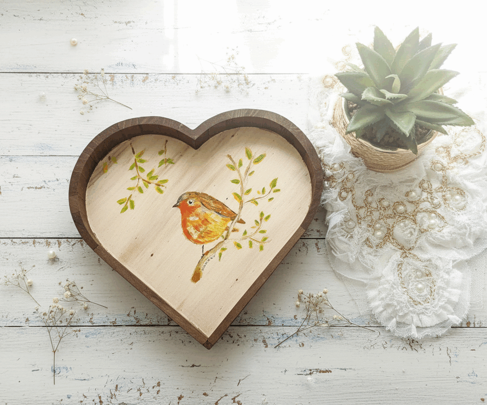 Vide-poche en bois Rouge-Gorge (frais de port offert)