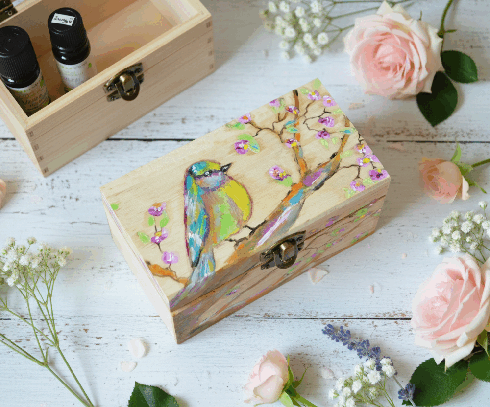 Coffret huiles essentielles en bois (frais de port offert)