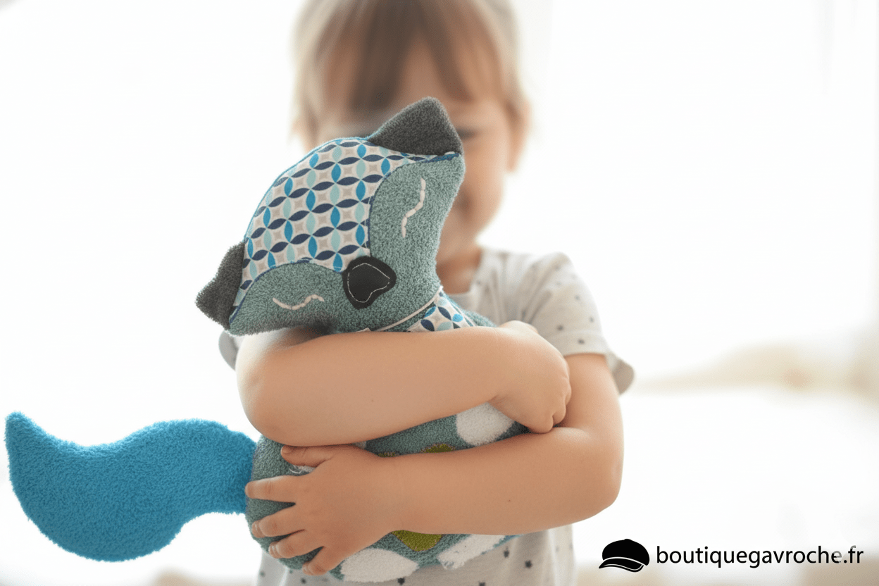 Doudou Renard BLUE – Prénom Brodé Main