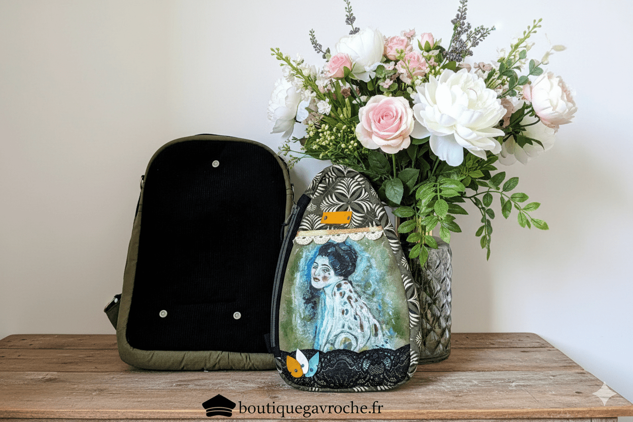 Sac Klimt 2-en-1 Cretonne & Velours – Pièce unique | Cadeau 19 ans de mariage – Image 2