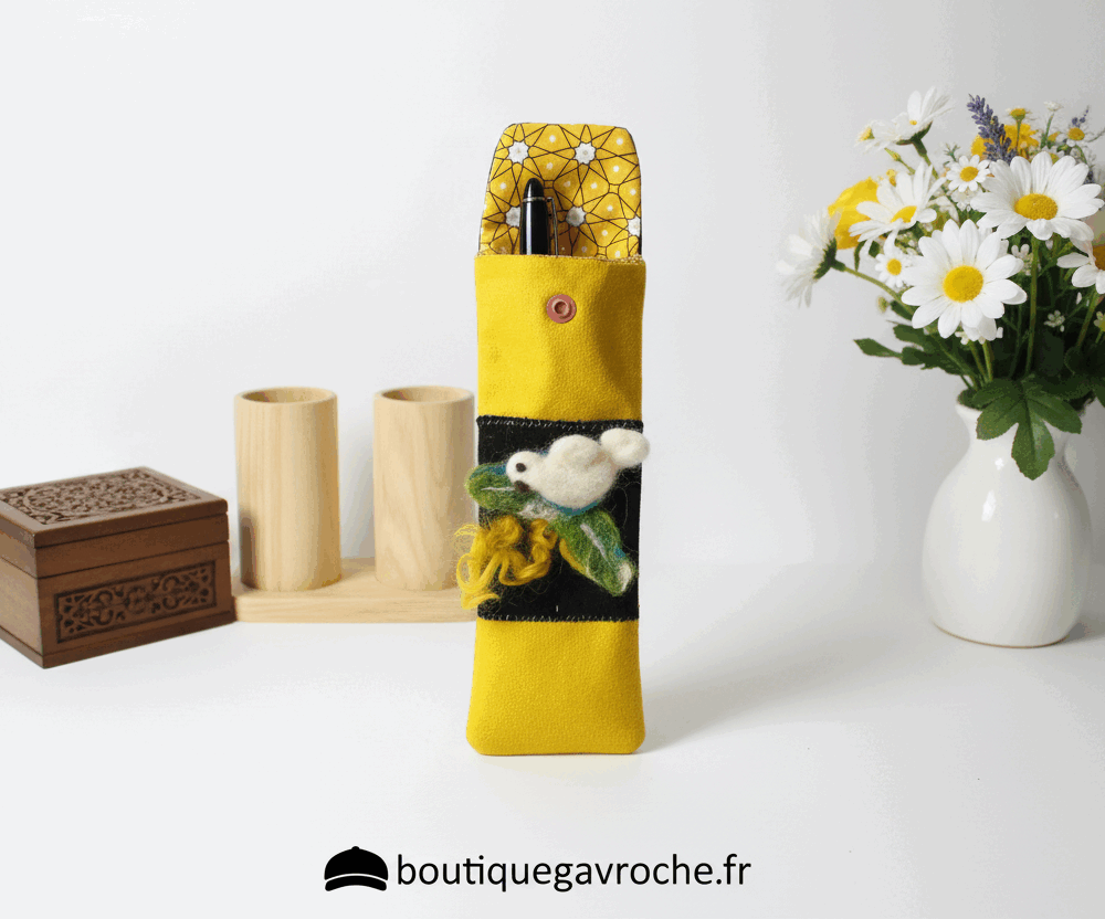 Etui à stylo Colombe cretonne suédine (frais de port offert)