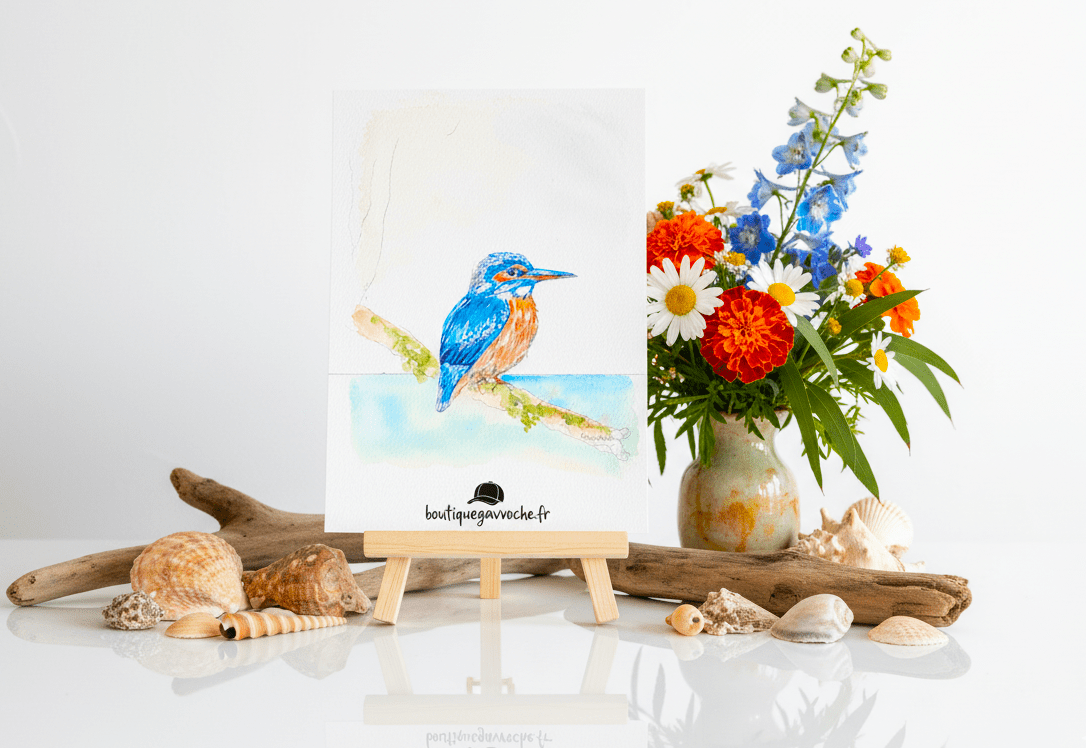 Aquarelle originale Le Martin-Pêcheur (Alcedo atthis) (Offre 2FOR3) – Image 3