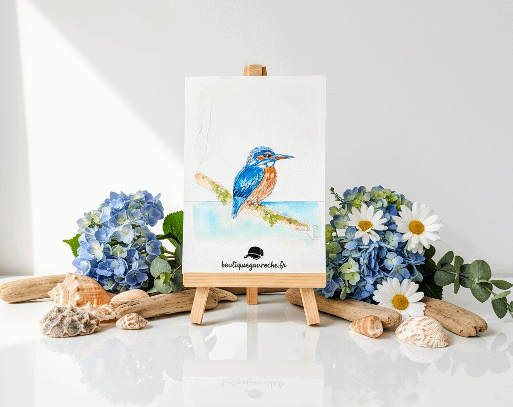Aquarelle originale Le Martin-Pêcheur (Alcedo atthis) (Offre 2FOR3)