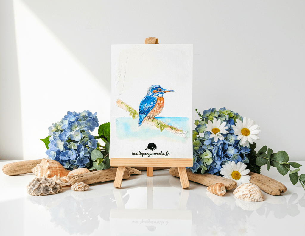 Aquarelle originale Le Martin-Pêcheur (Alcedo atthis) (Offre 2FOR3)