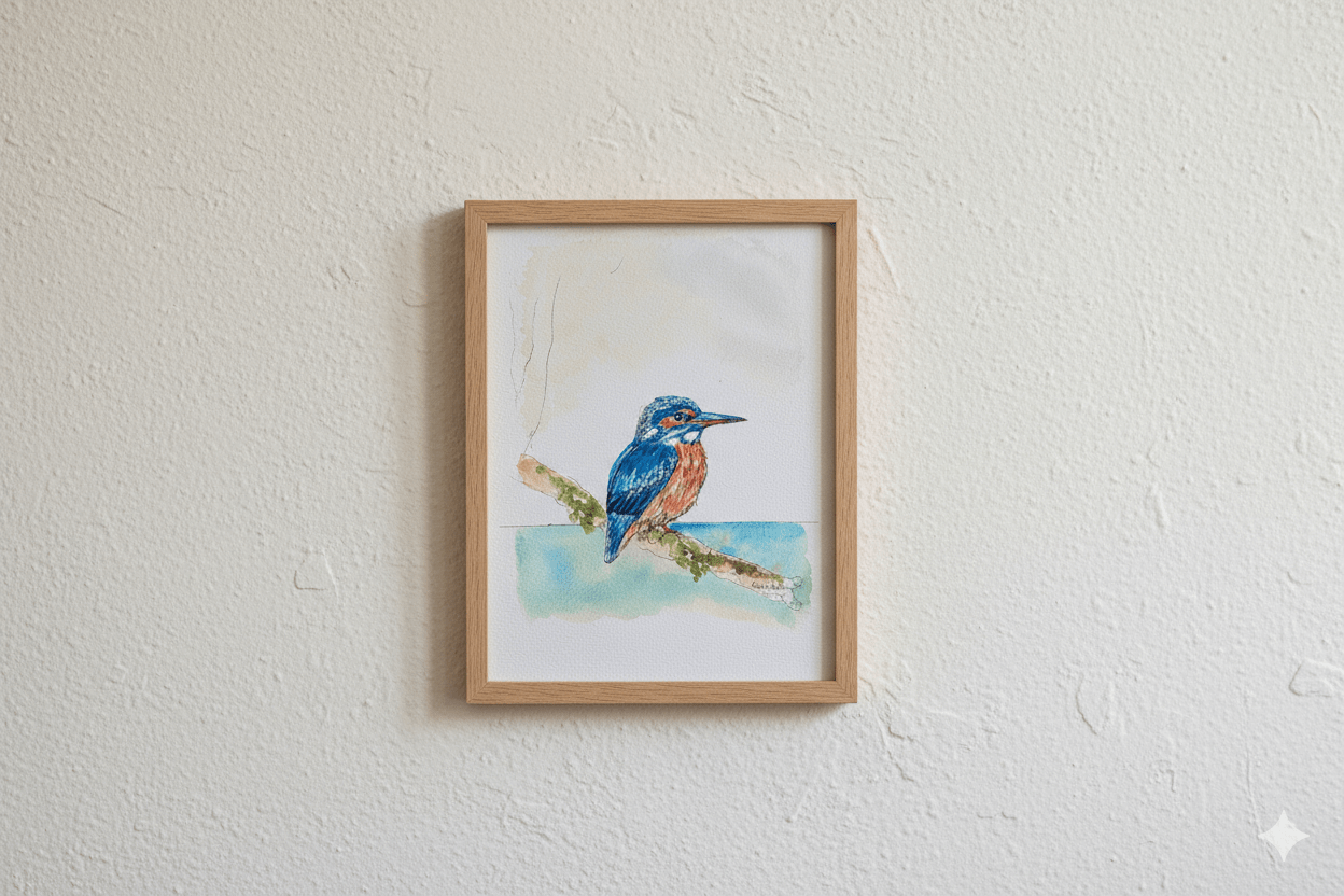 Aquarelle originale Le Martin-Pêcheur (Alcedo atthis) (Offre 2FOR3) – Image 2