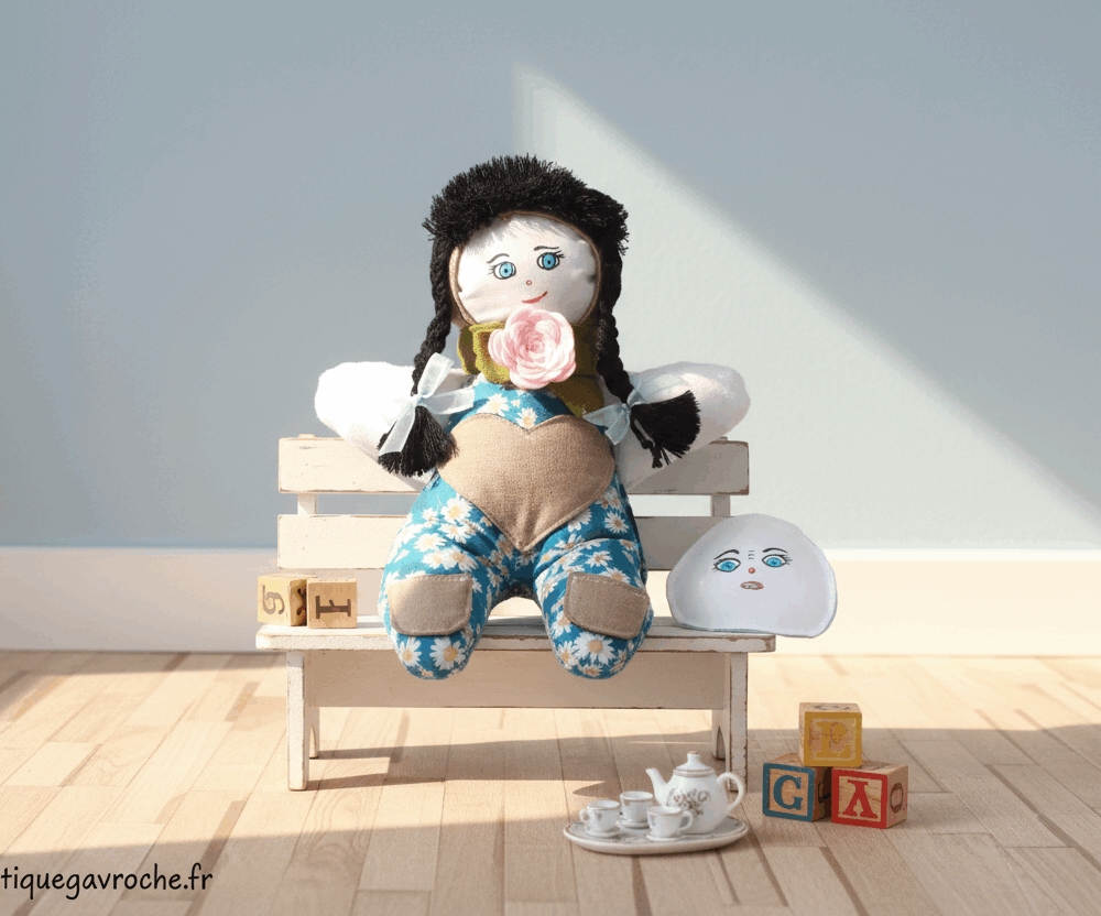 Poupée des émotions en tissu, visages amovibles, jouet enfant, eveil bébé