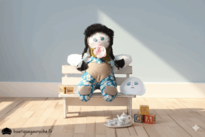 Poupée des émotions en tissu, visages amovibles, jouet enfant, eveil bébé