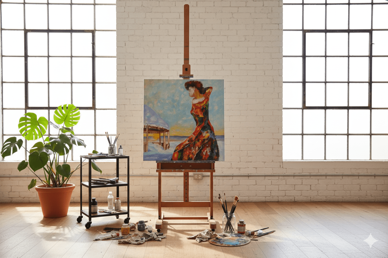 Danseuse en Hiver – Tableau Peinture à l’Huile - frais port offert – Image 4