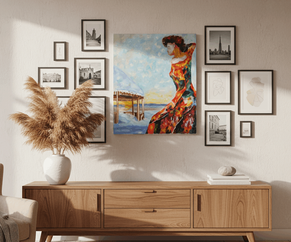 Danseuse en Hiver – Tableau Peinture à l’Huile - frais port offert