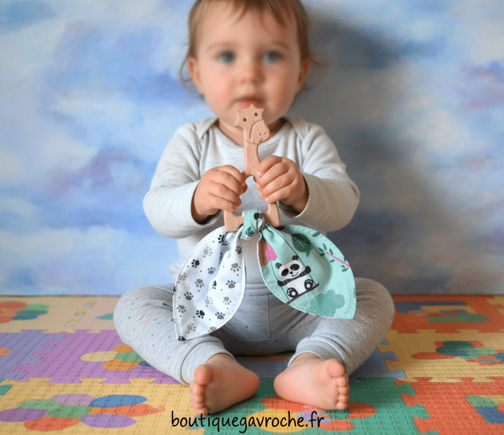  Hochet Girafe & Oreilles de Tissu "Panda"