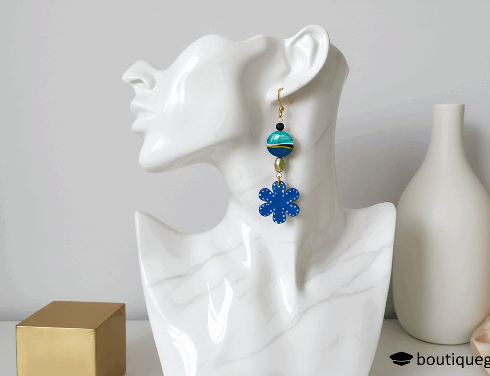 Boucles d'oreilles Fleurs bleues