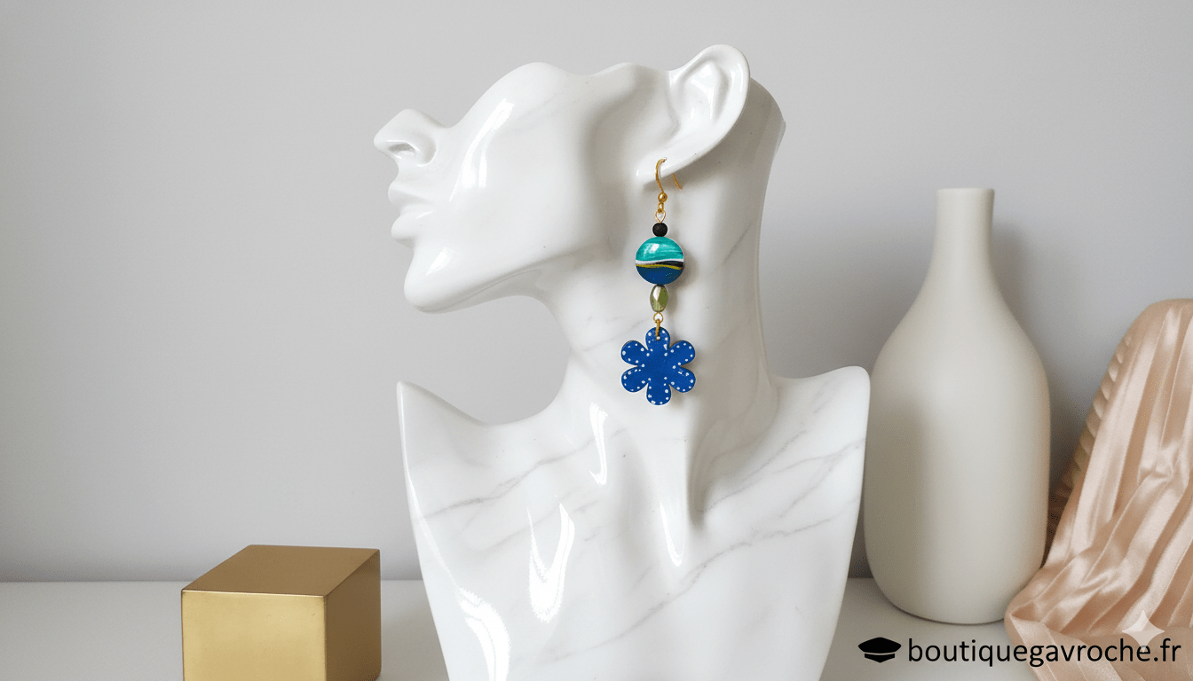 Boucles d'oreilles Fleurs bleues