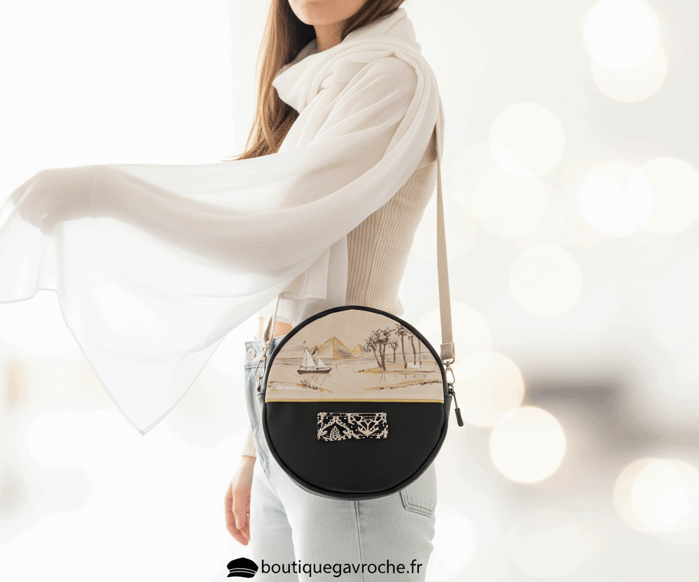 Sac bandoulière egypte unique, cadeau anniversaire de mariage, noces de coton de cretonne 19 ans de mariage, boutiquegavroche.fr