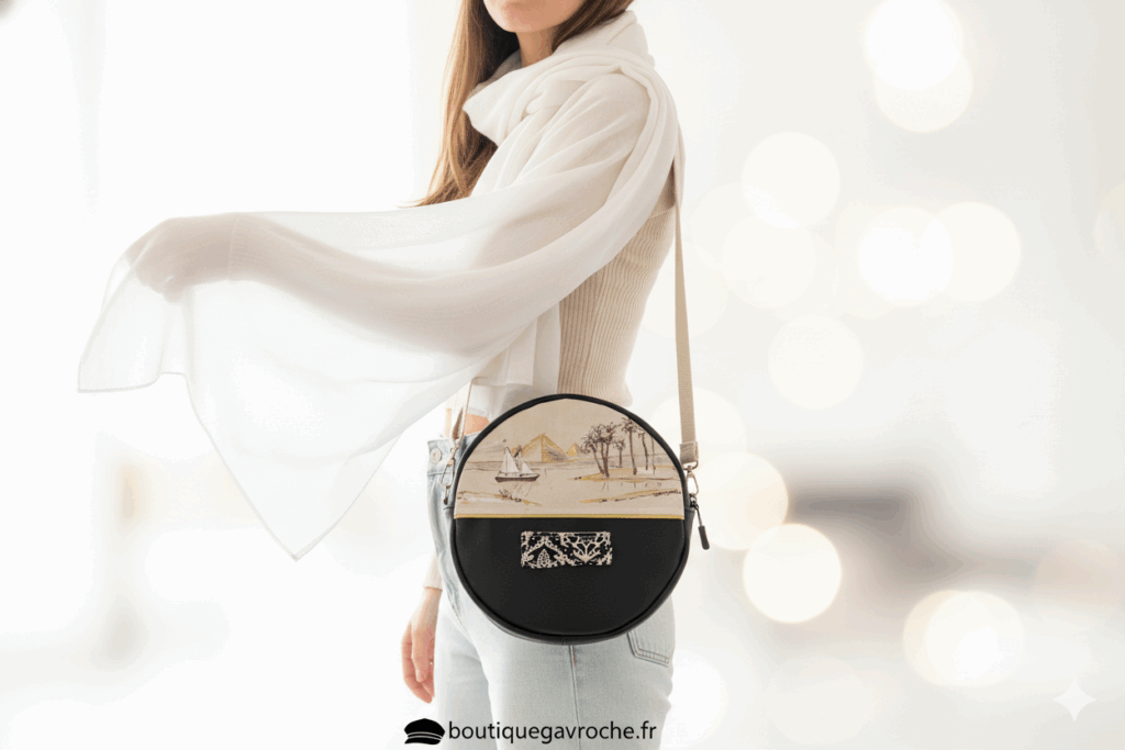 Sac bandoulière egypte unique, cadeau anniversaire de mariage, noces de coton de cretonne 19 ans de mariage, boutiquegavroche.fr