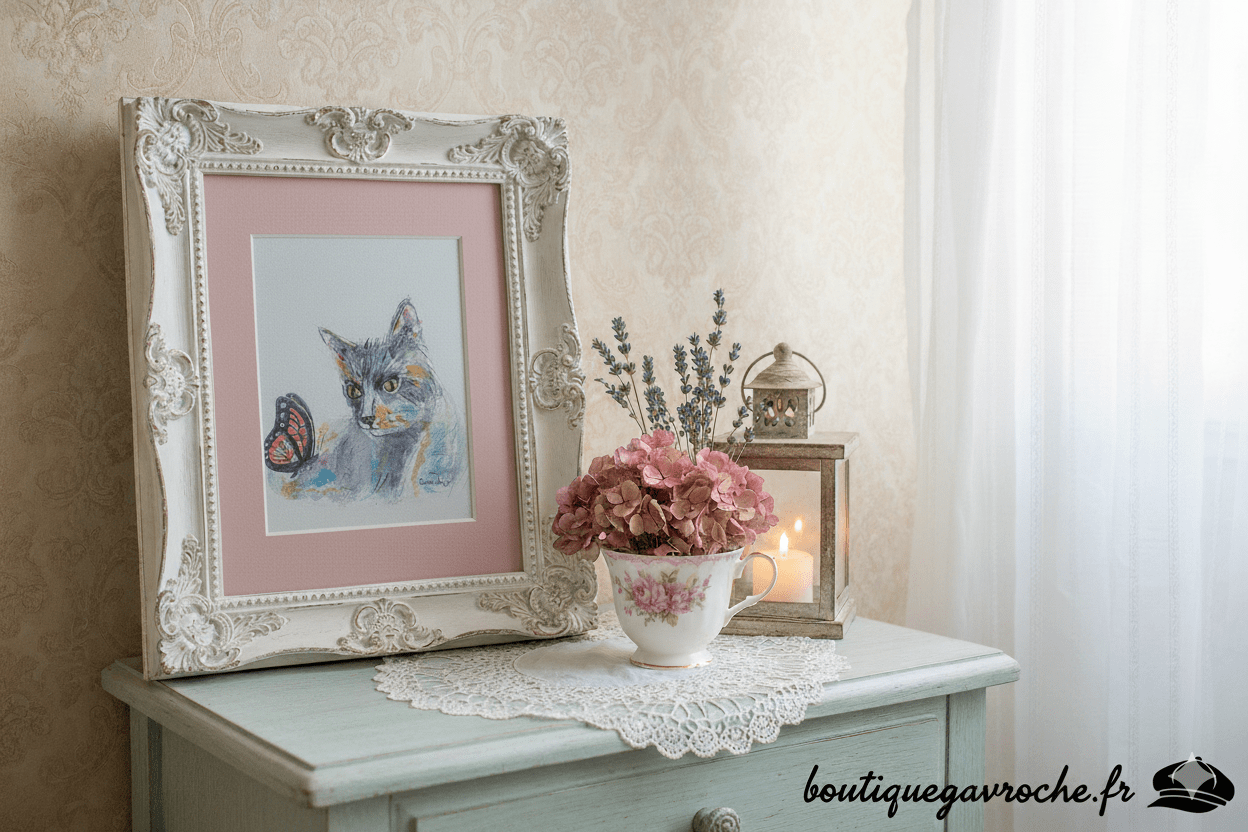 Aquarelle originale Le chat et le papillon (Offre 2FOR3) – Image 3