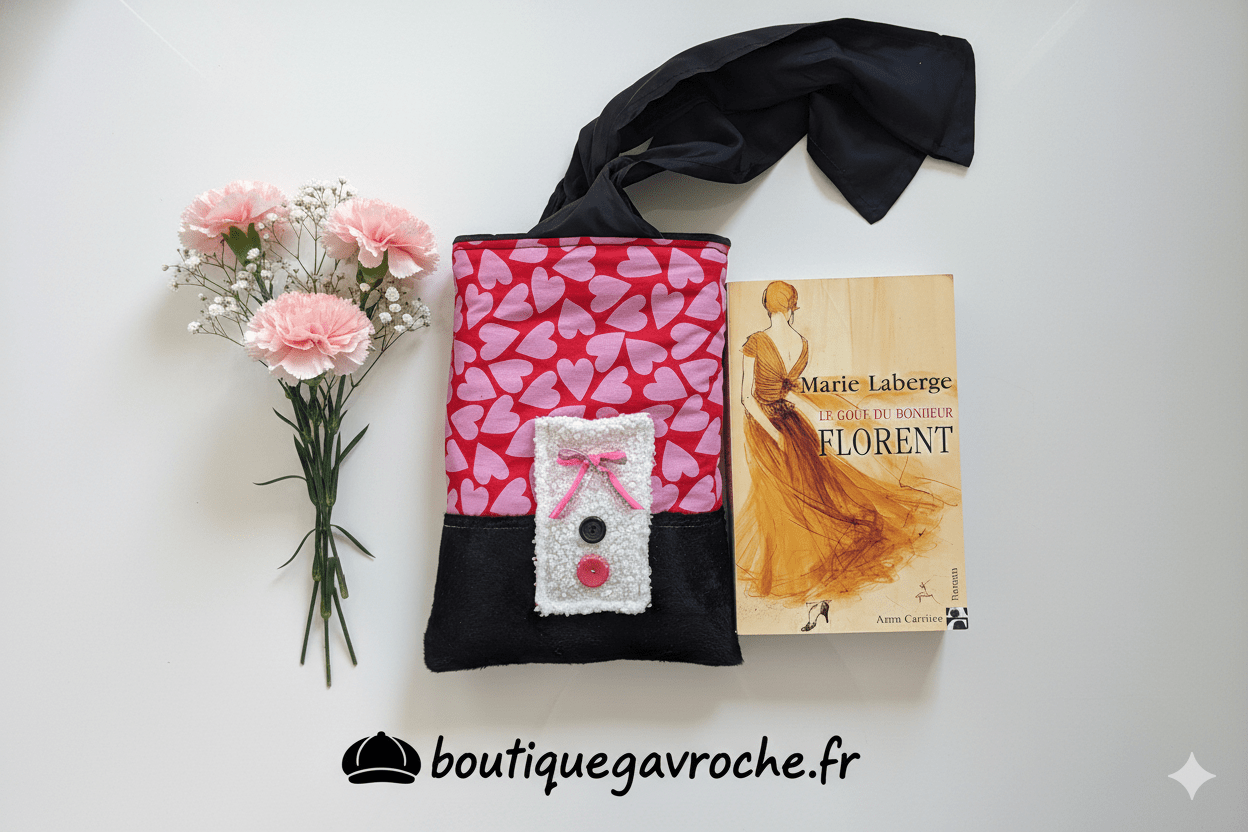Sac Pochette Livre XL - "Cœur Passion" - Commande personnalisée – Image 3
