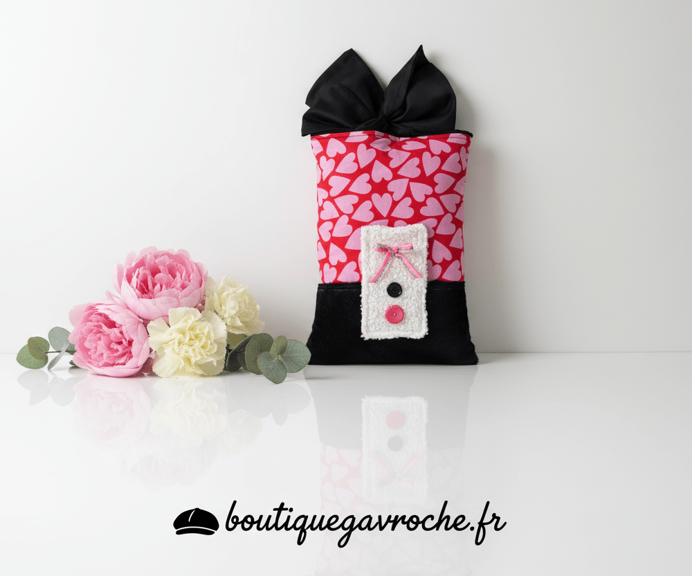 Sac Pochette Livre XL - "Cœur Passion" - Commande personnalisée