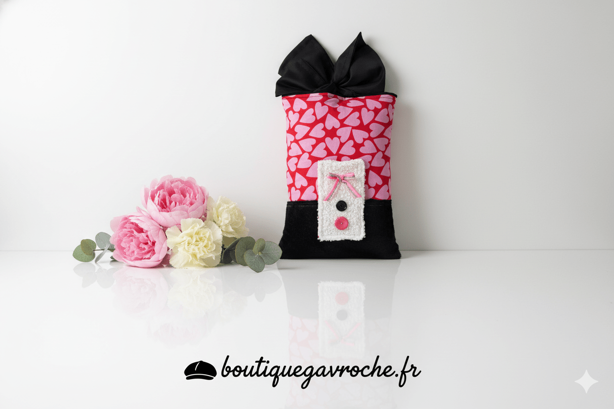 Sac Pochette Livre XL - "Cœur Passion" - Commande personnalisée